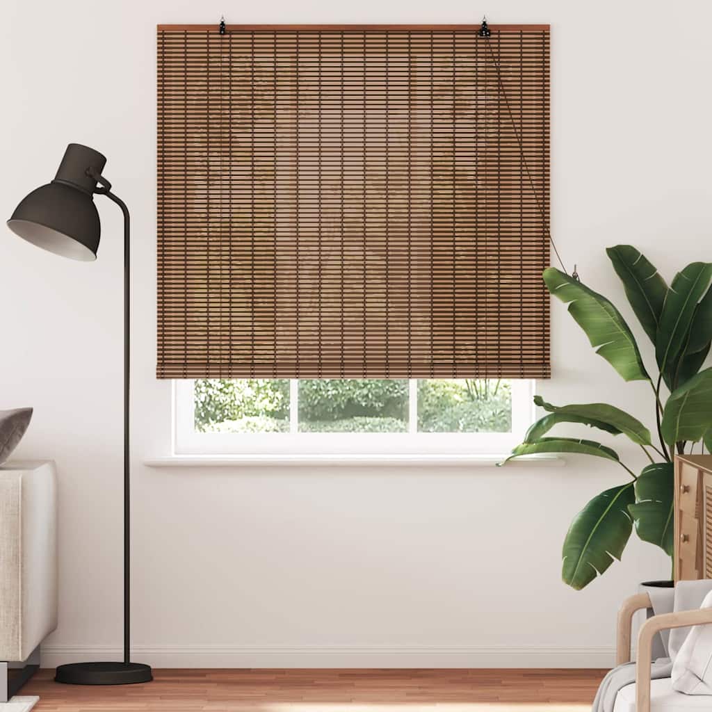 Rollo mit Vorhängen Braun 150 x 220 cm Bambus