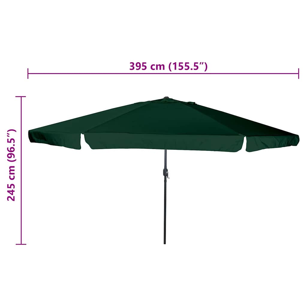 Garten-Sonnenschirm Grün 395 x 395 x 245 cm Polyester und Stahl