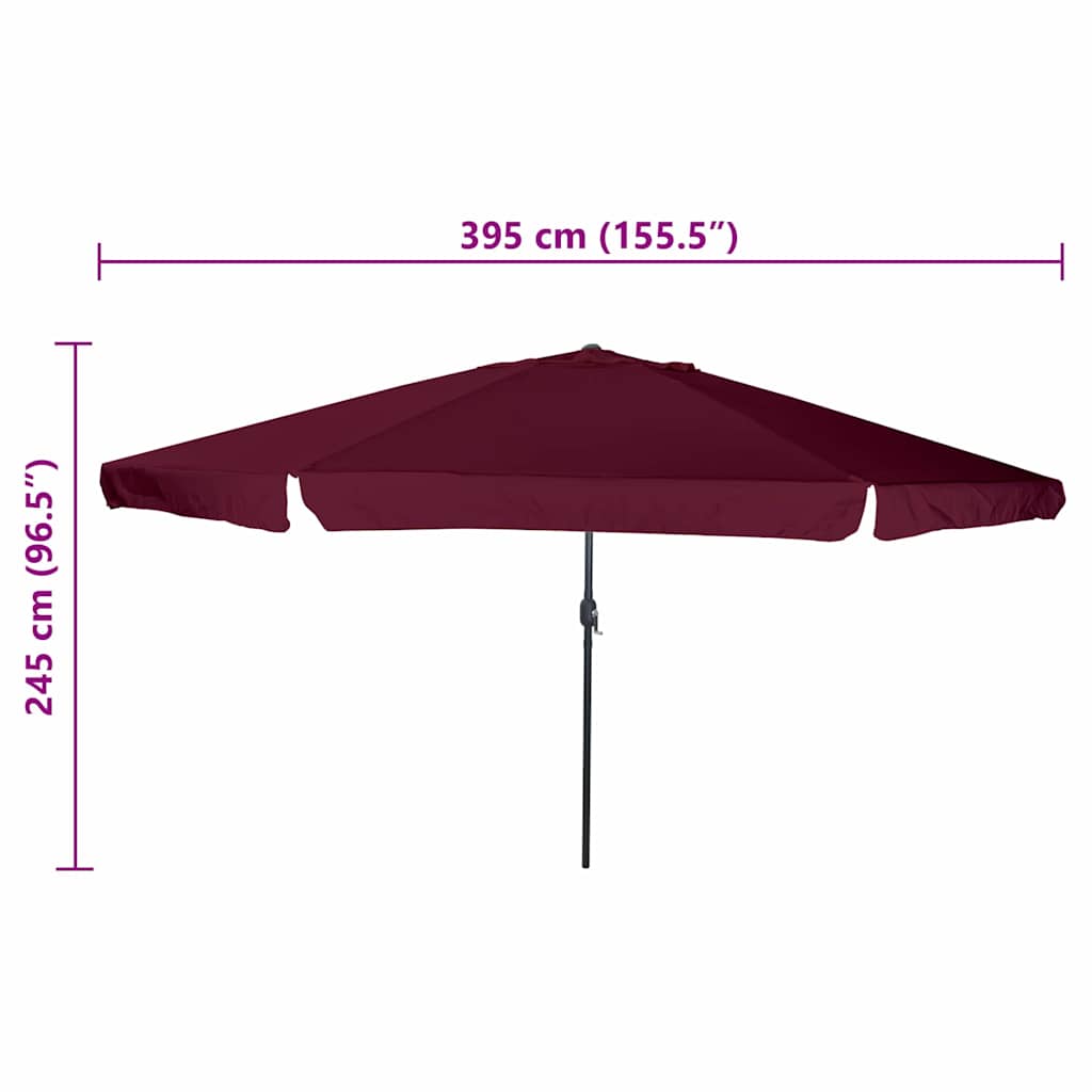 Garten-Sonnenschirm Bordeauxrot 395 x 395 x 245 cm