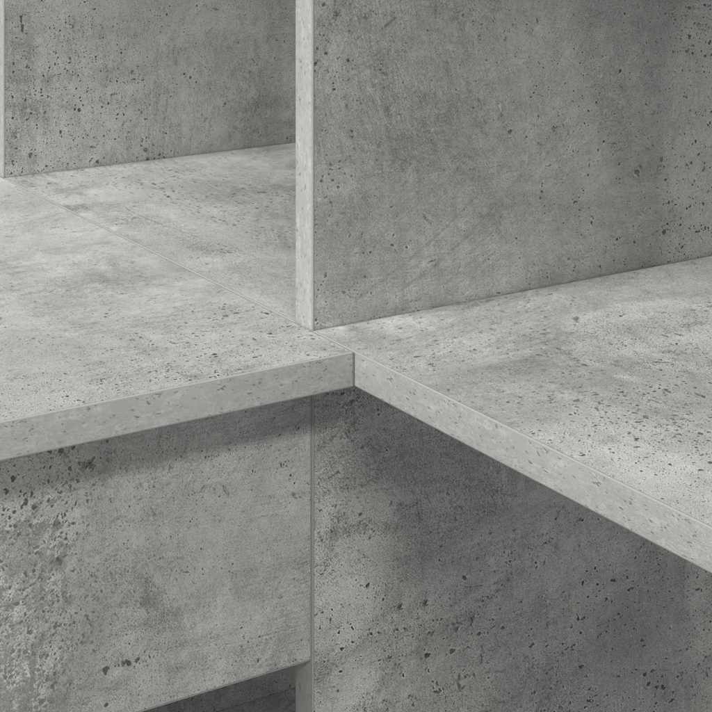 Bureau d'angle avec étagère Gris béton 101,5 x 149,5 x 149,5 cm