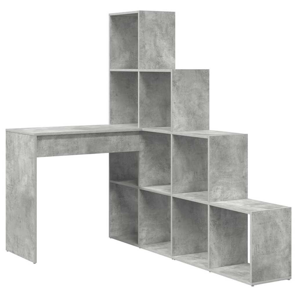 Bureau d'angle avec étagère Gris béton 101,5 x 149,5 x 149,5 cm