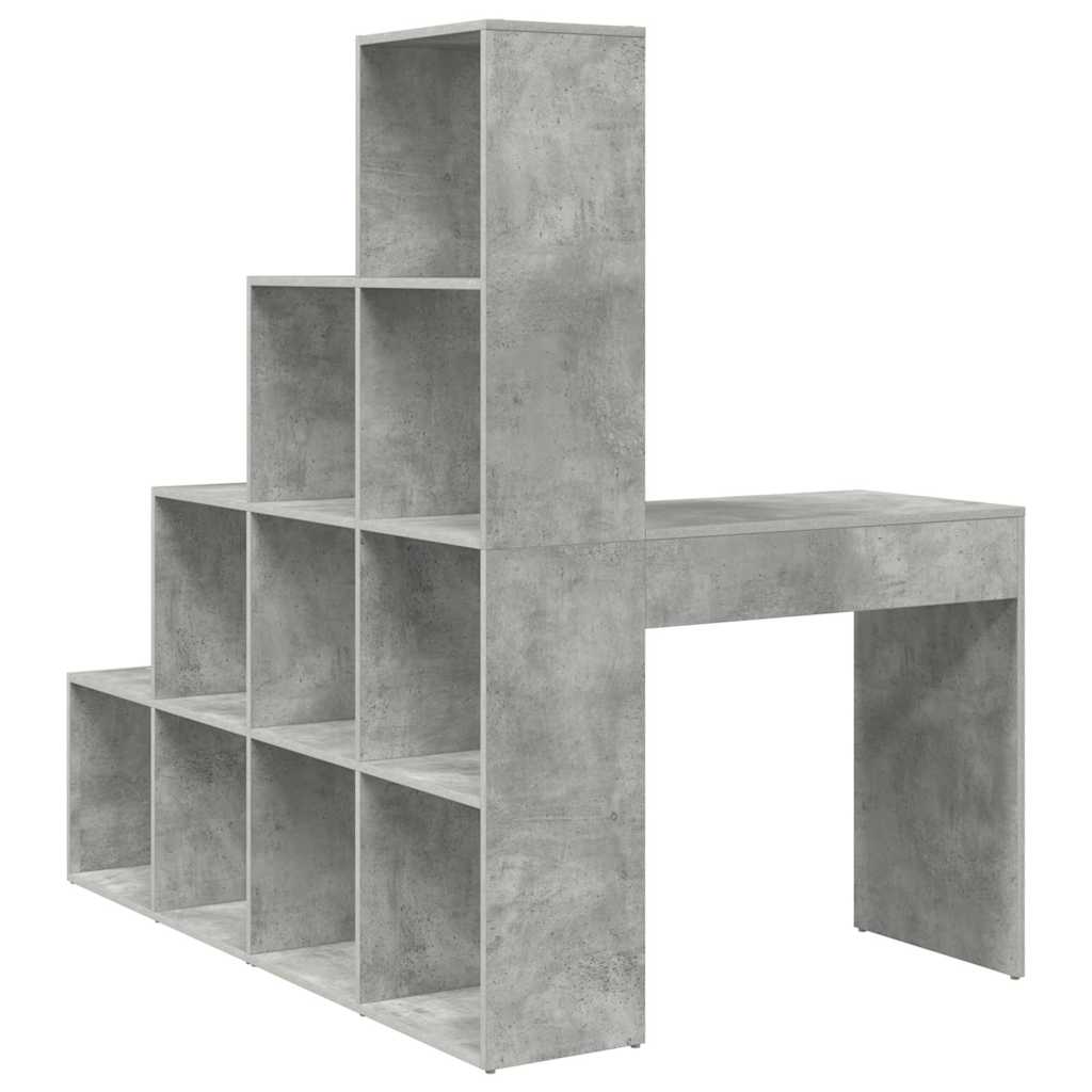 Bureau d'angle avec étagère Gris béton 101,5 x 149,5 x 149,5 cm