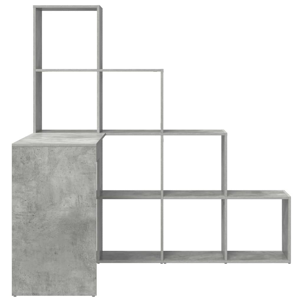 Bureau d'angle avec étagère Gris béton 101,5 x 149,5 x 149,5 cm