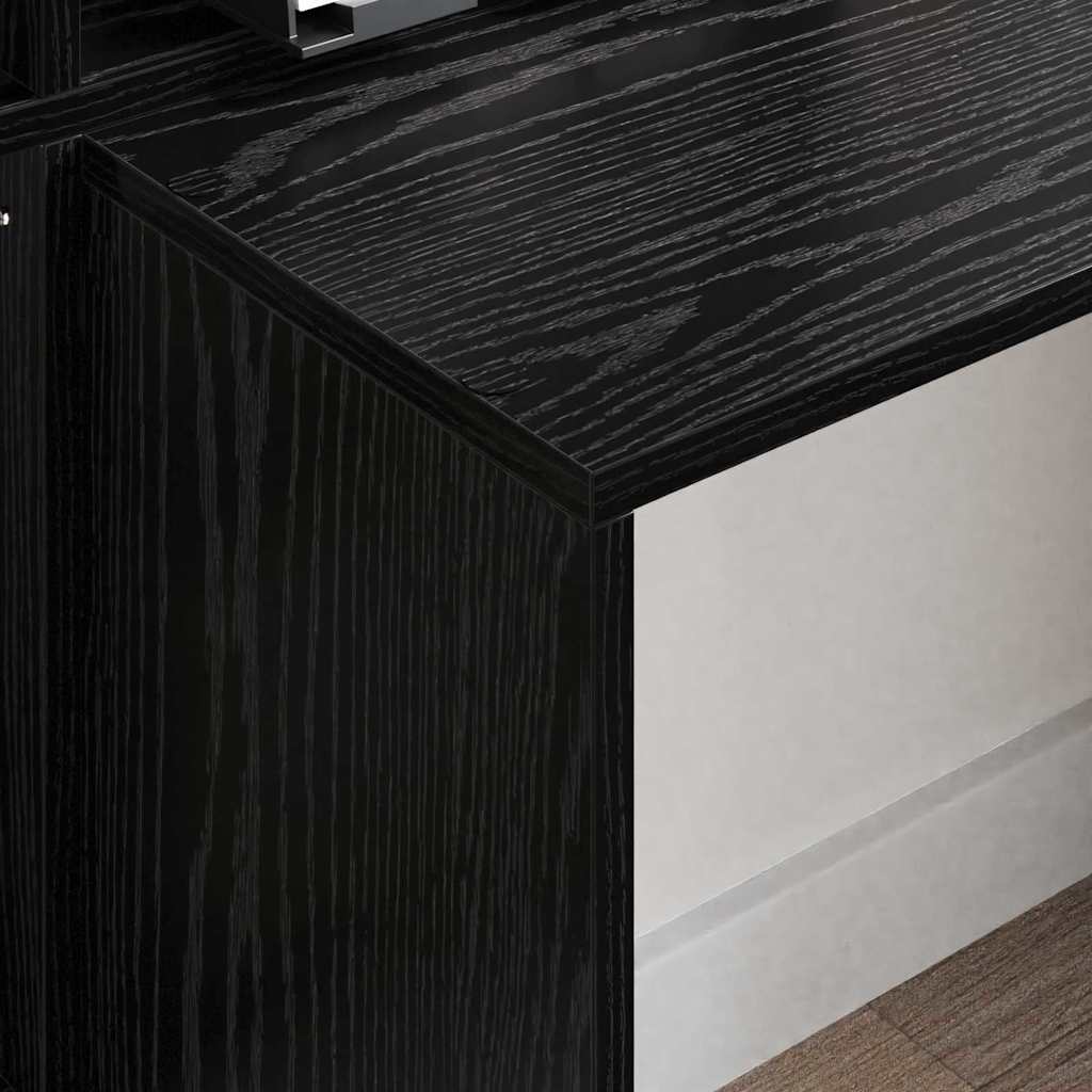 Desk with Shelf Black Oak Effect 138.5 x 55 x 143 cm