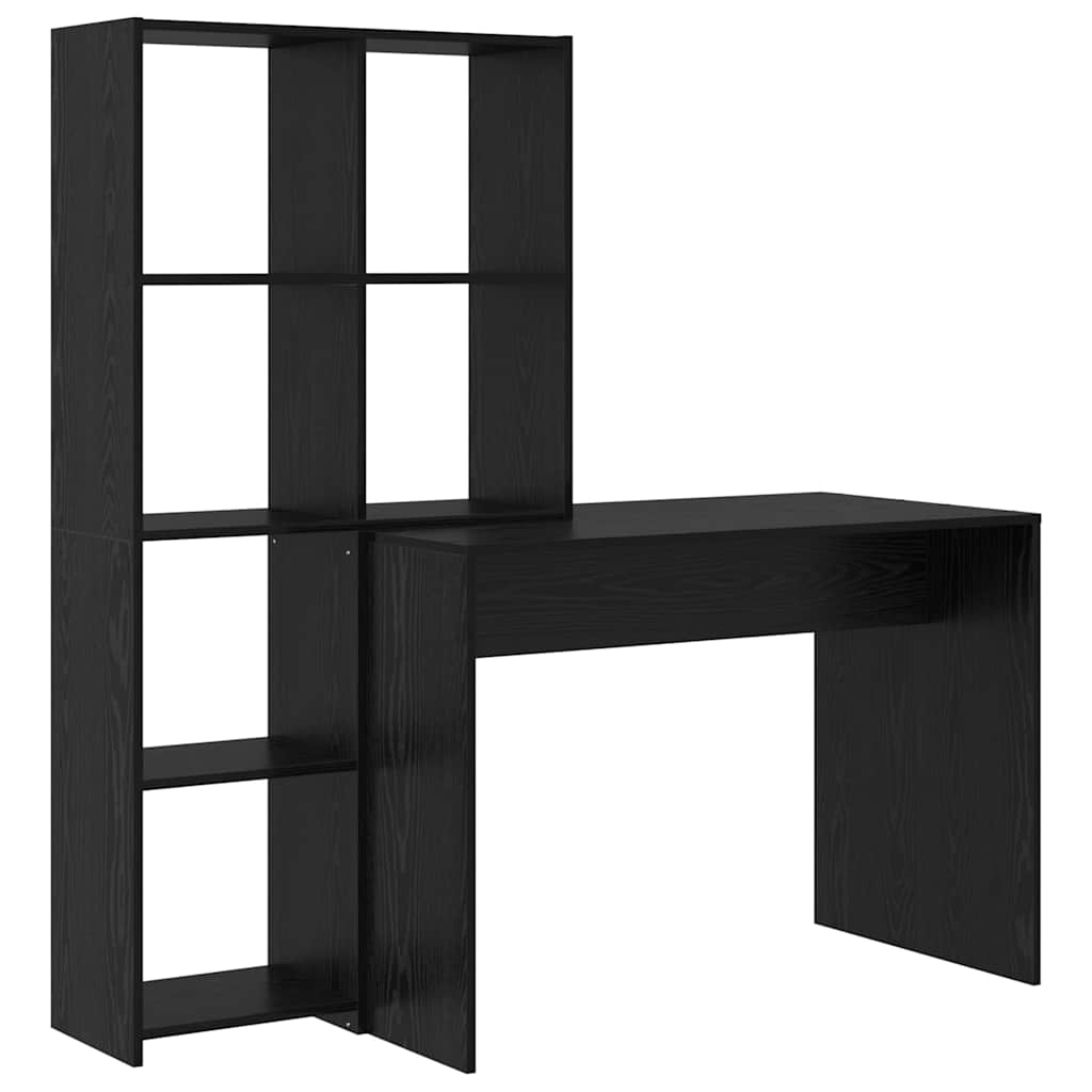 Desk with Shelf Black Oak Effect 138.5 x 55 x 143 cm