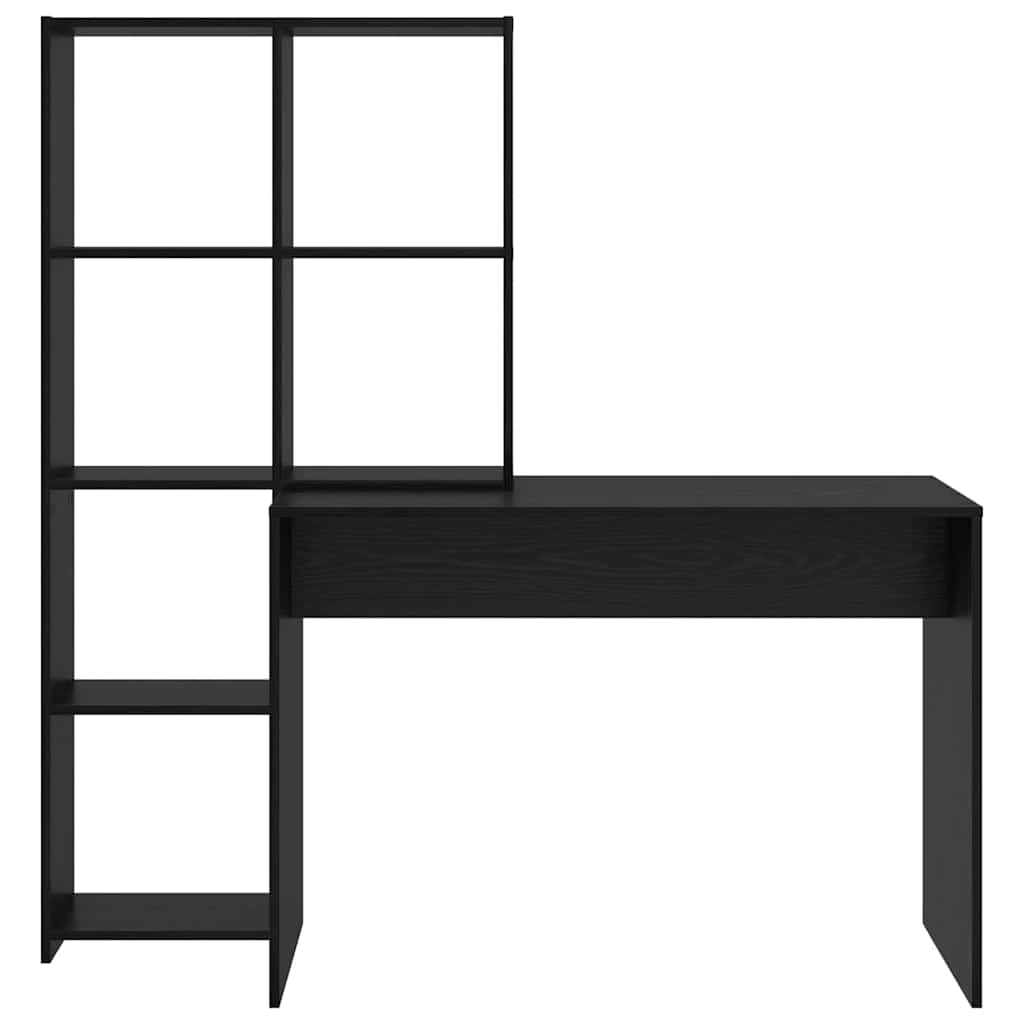 Desk with Shelf Black Oak Effect 138.5 x 55 x 143 cm