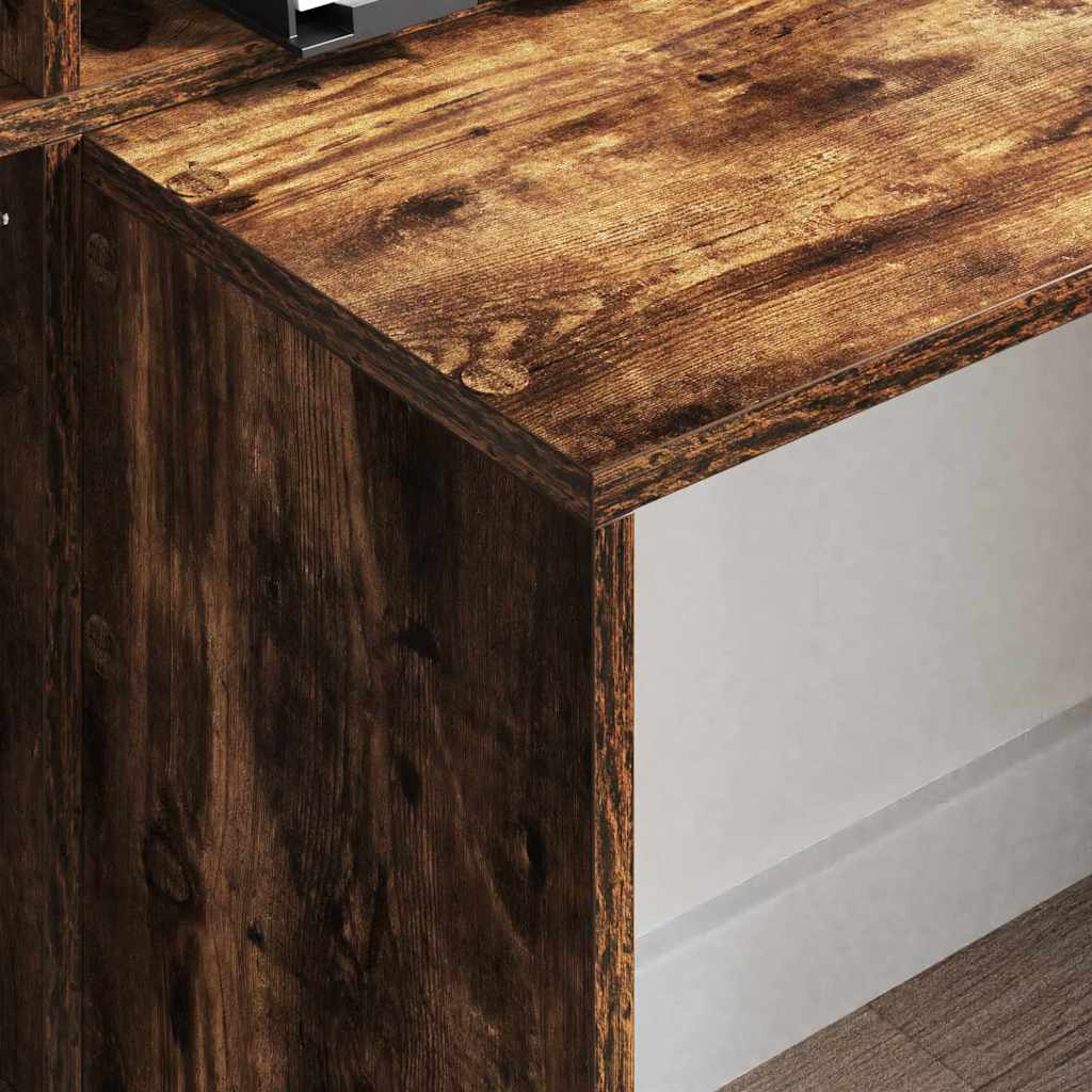 Bureau avec étagère Chêne fumé 138,5 x 55 x 143 cm