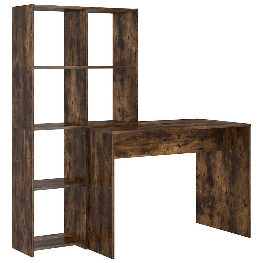 Bureau avec étagère Chêne fumé 138,5 x 55 x 143 cm