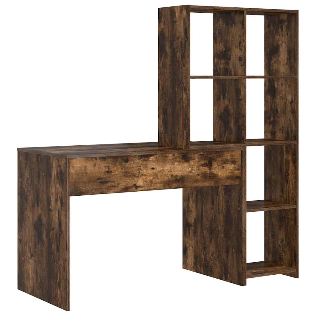 Bureau avec étagère Chêne fumé 138,5 x 55 x 143 cm