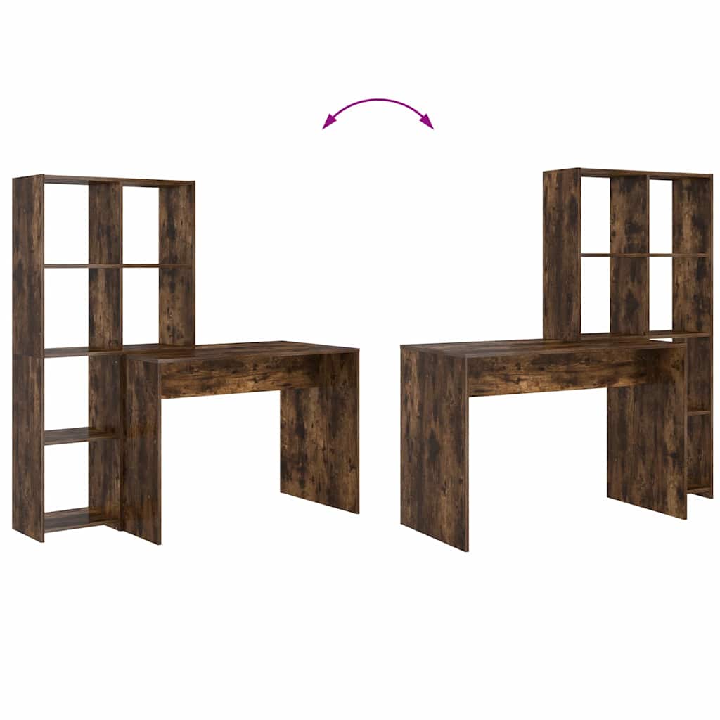 Bureau avec étagère Chêne fumé 138,5 x 55 x 143 cm