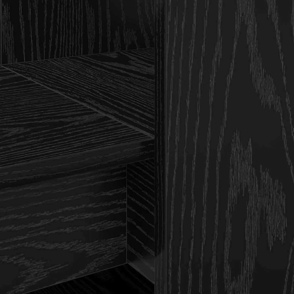 Desk with Shelf Black Oak Effect 122 x 67 x 145 cm