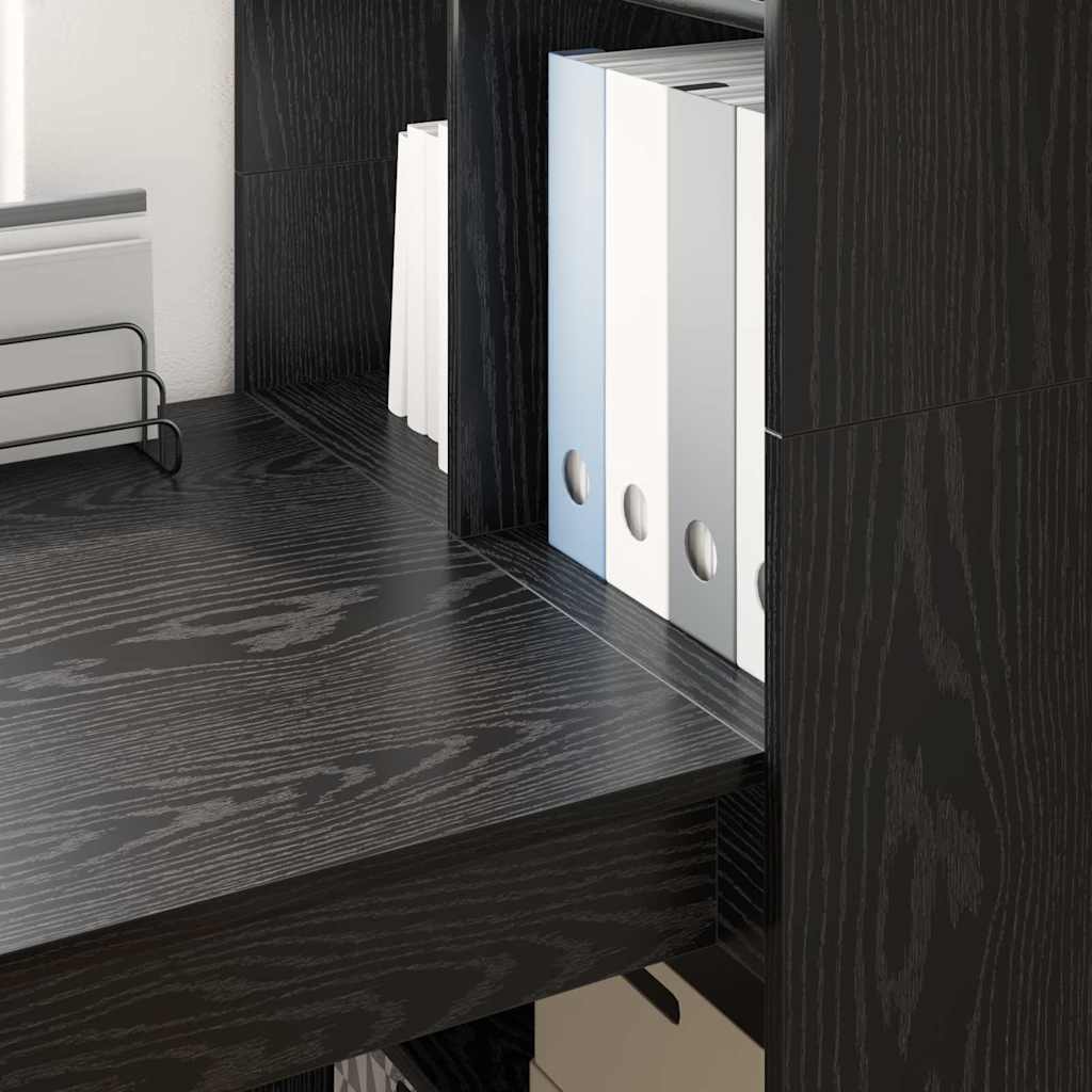 Desk with Shelf Black Oak Effect 122 x 67 x 145 cm
