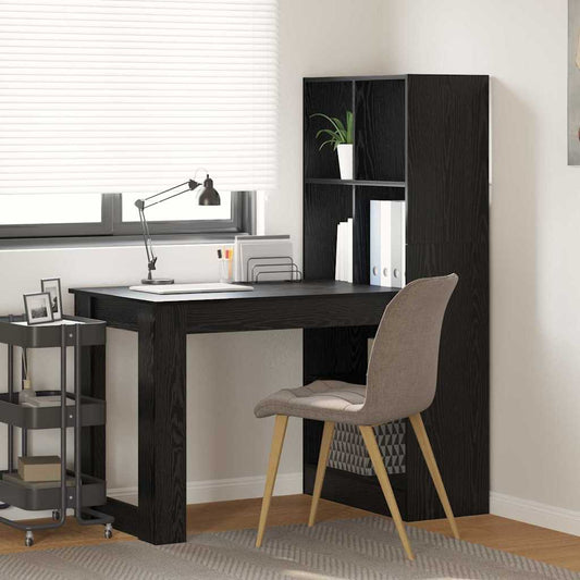 Schreibtisch mit Regal Schwarz Eichen-Optik 122 x 67 x 145 cm