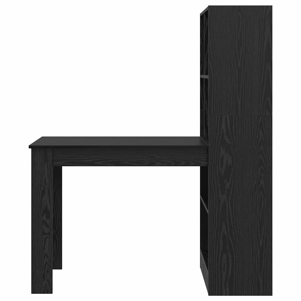 Desk with Shelf Black Oak Effect 122 x 67 x 145 cm