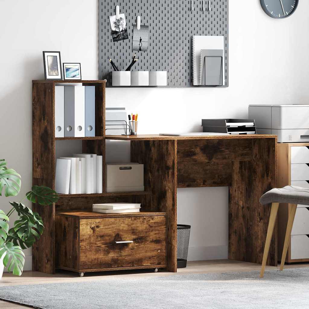 Schreibtisch mit Regal Geräucherte Eiche 131,5 x 50 x 106,5 cm