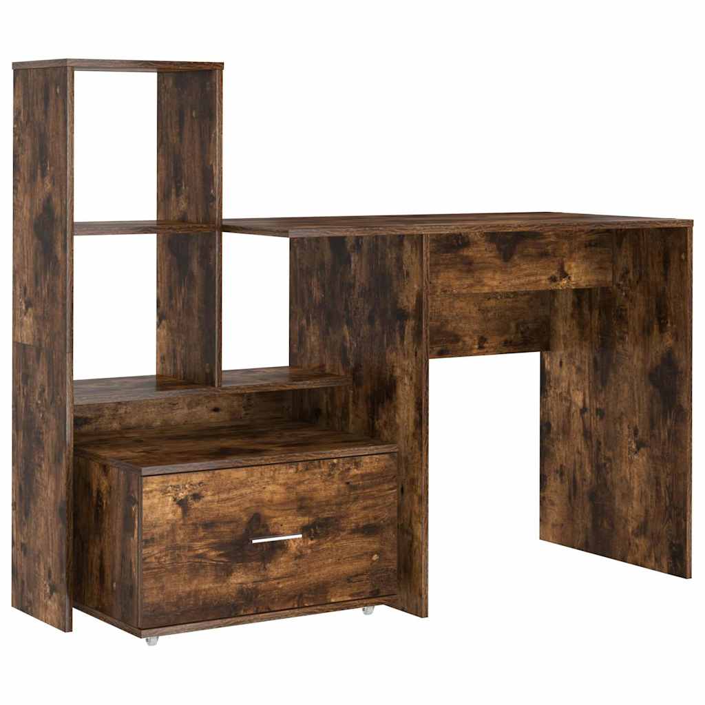 Schreibtisch mit Regal Geräucherte Eiche 131,5 x 50 x 106,5 cm