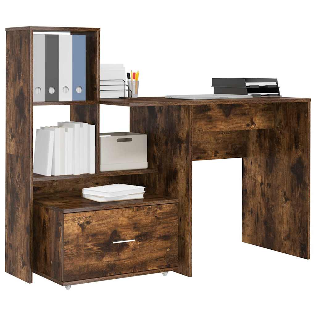 Schreibtisch mit Regal Geräucherte Eiche 131,5 x 50 x 106,5 cm