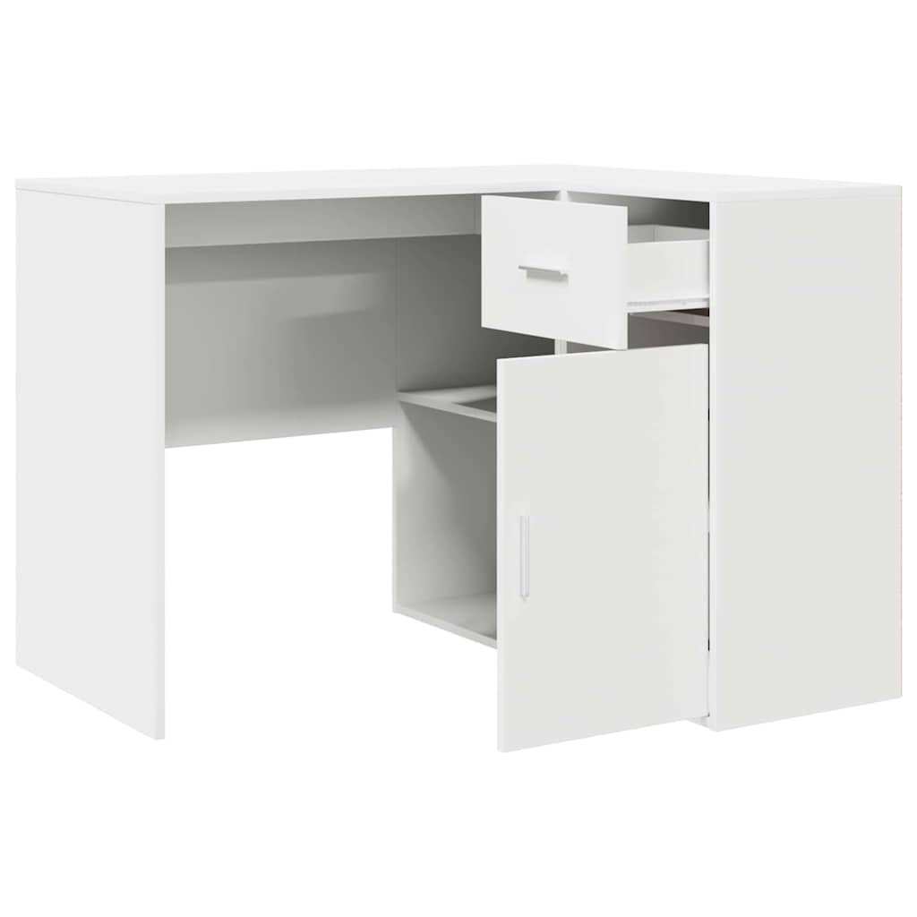 Eck-Schreibtisch mit Schubladen Weiß 102 x 88 x 75 cm