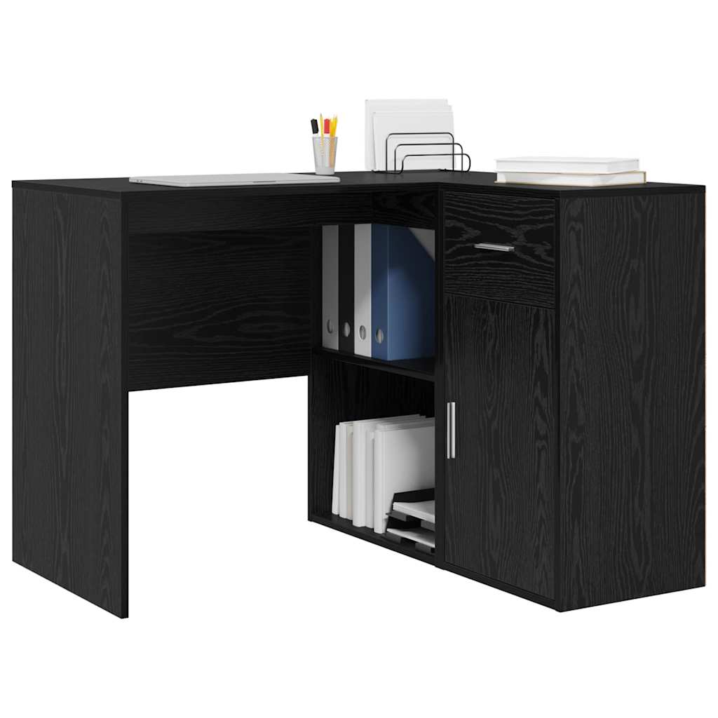 Eck-Schreibtisch Schwarz Eichen-Optik 102 x 88 x 75 cm