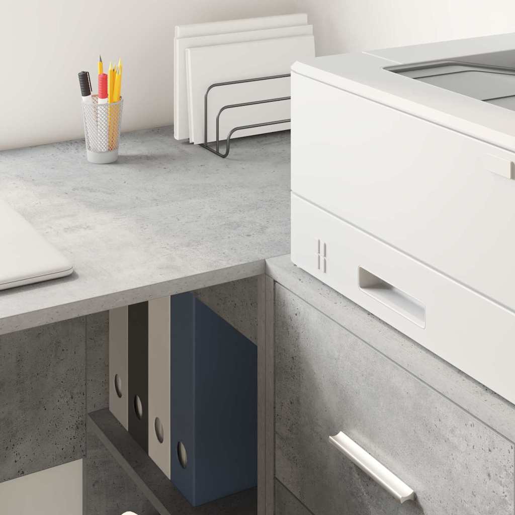 Corner Desk with Drawers Concrete Gray 102 x 88 x 75 cm