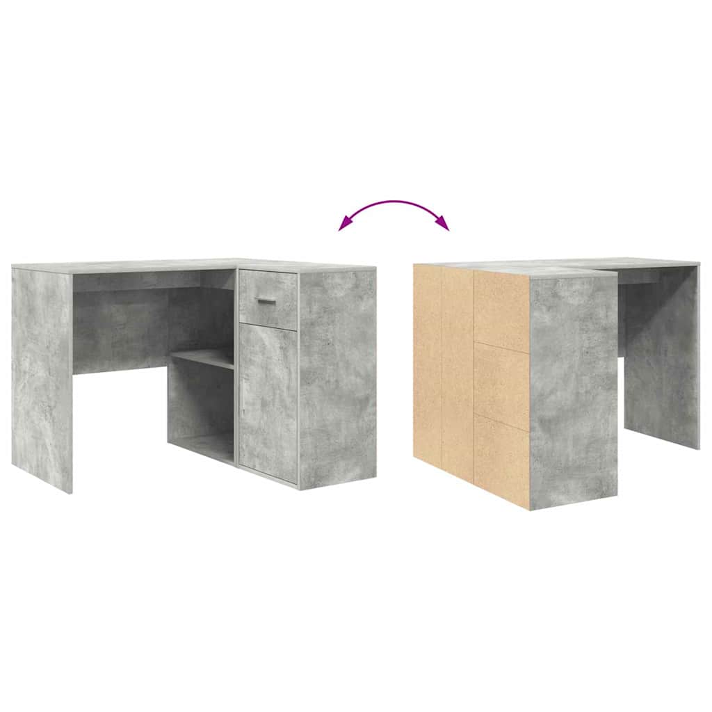 Corner Desk with Drawers Concrete Gray 102 x 88 x 75 cm