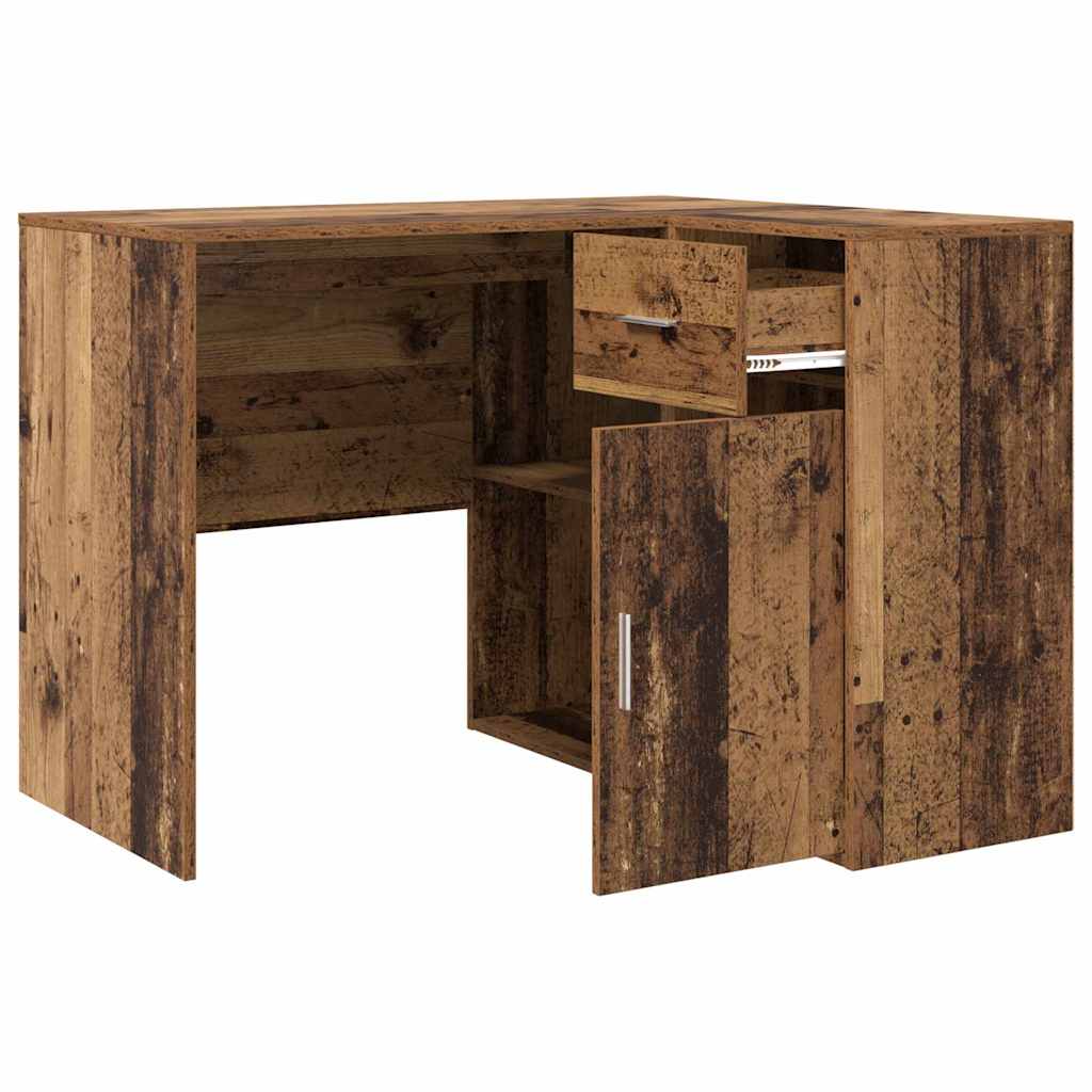 Eck-Schreibtisch mit Schubladen Altholz 102 x 88 x 75 cm