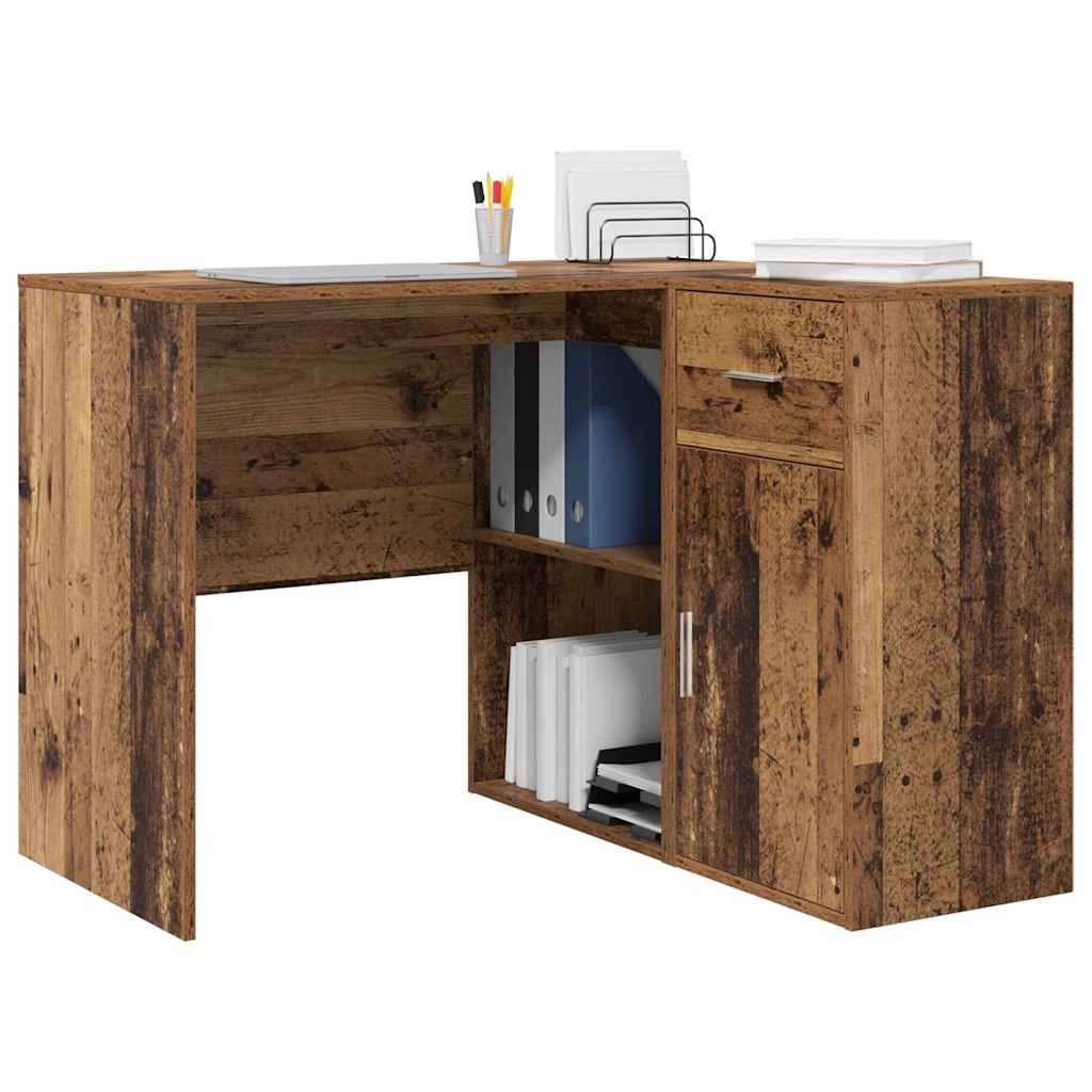 Eck-Schreibtisch mit Schubladen Altholz 102 x 88 x 75 cm