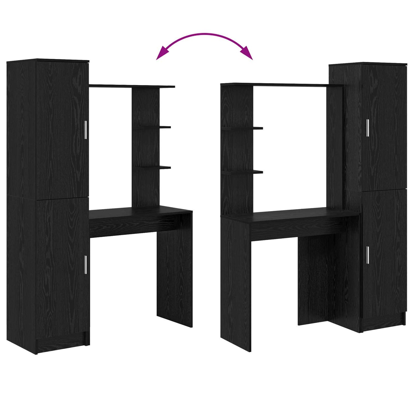 Schreibtisch 2 pcs Schwarz Eichen-Optik