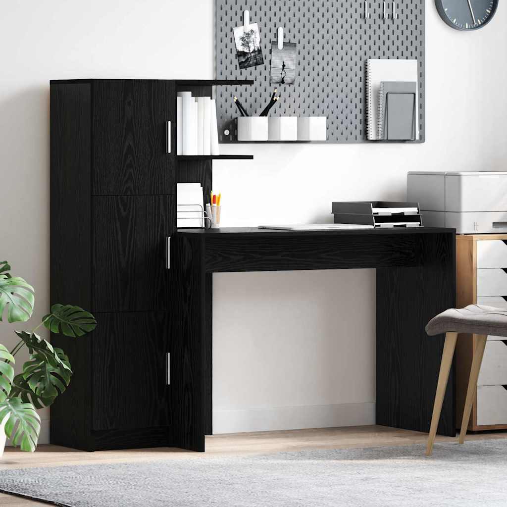 Desk 2 pcs Black Oak Effect