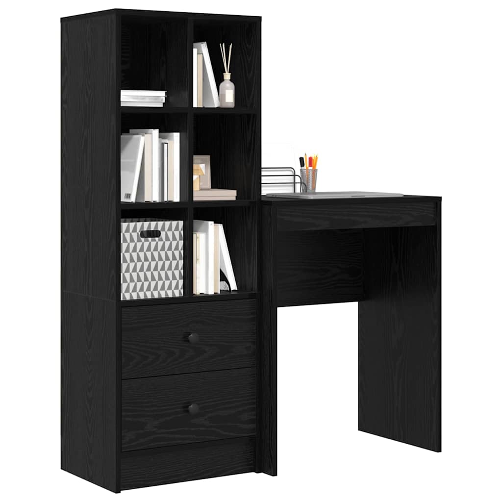 Desk with drawers 2 pcs Black Oak-look