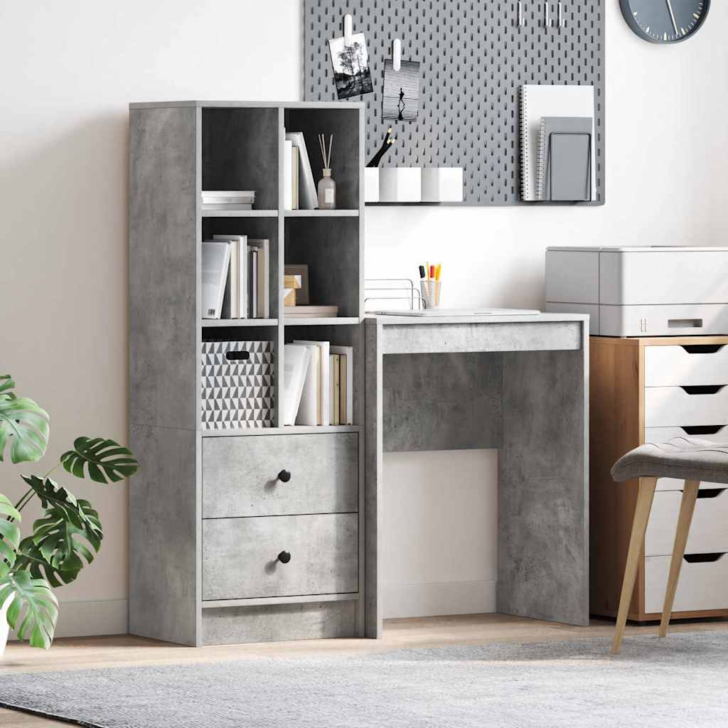 Schreibtisch mit Schubladen 2 pcs Beton Grau