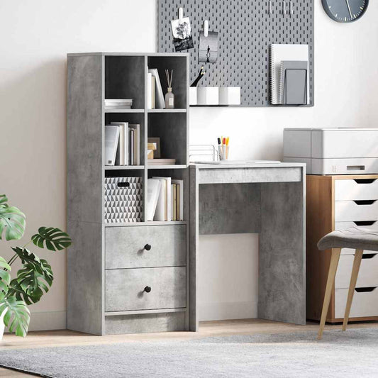 Schreibtisch mit Schubladen 2 pcs Beton Grau