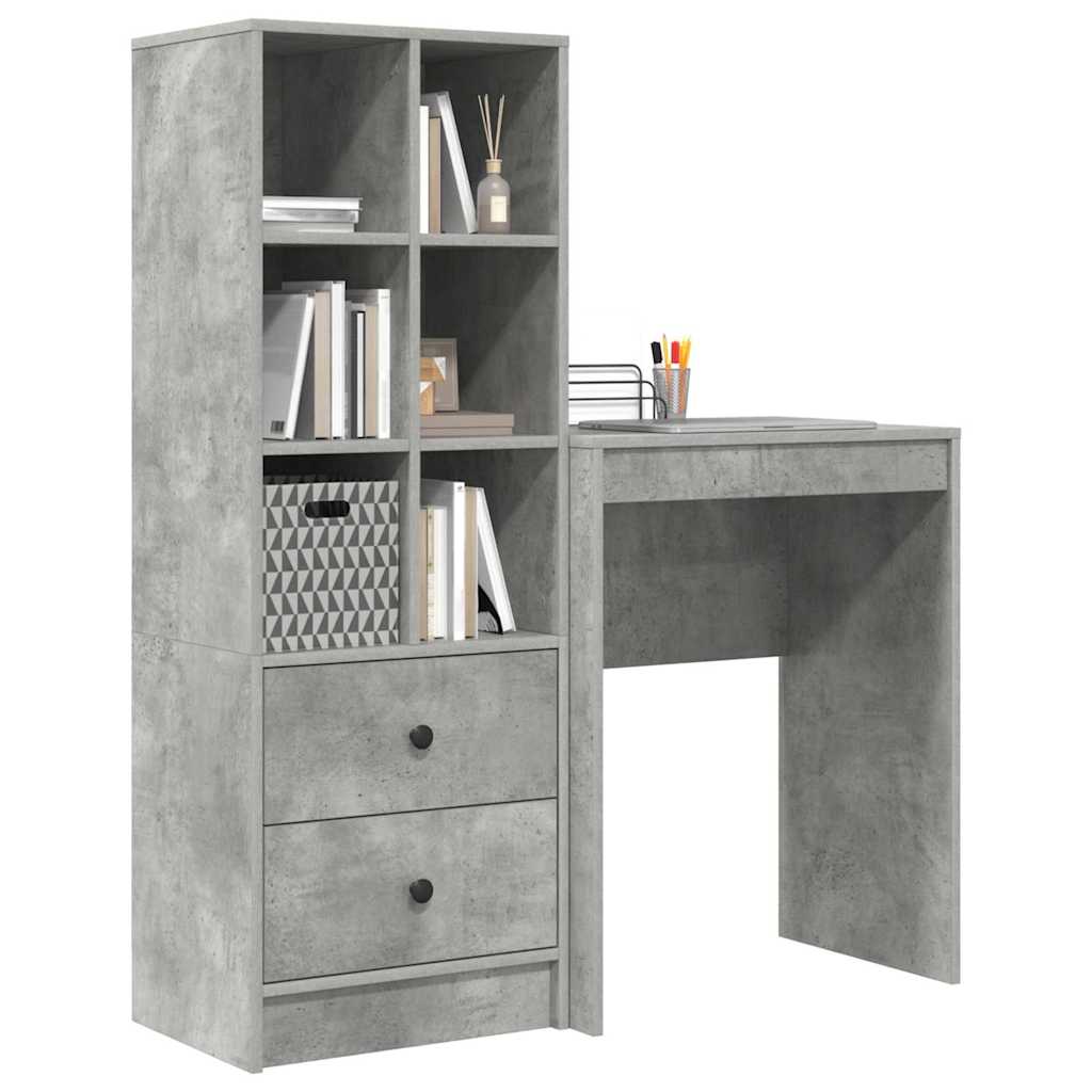 Schreibtisch mit Schubladen 2 pcs Beton Grau