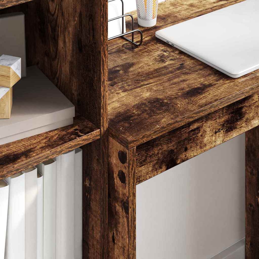 Desk with Drawers 2 pcs Smoked Oak