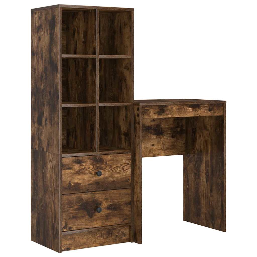 Desk with Drawers 2 pcs Smoked Oak