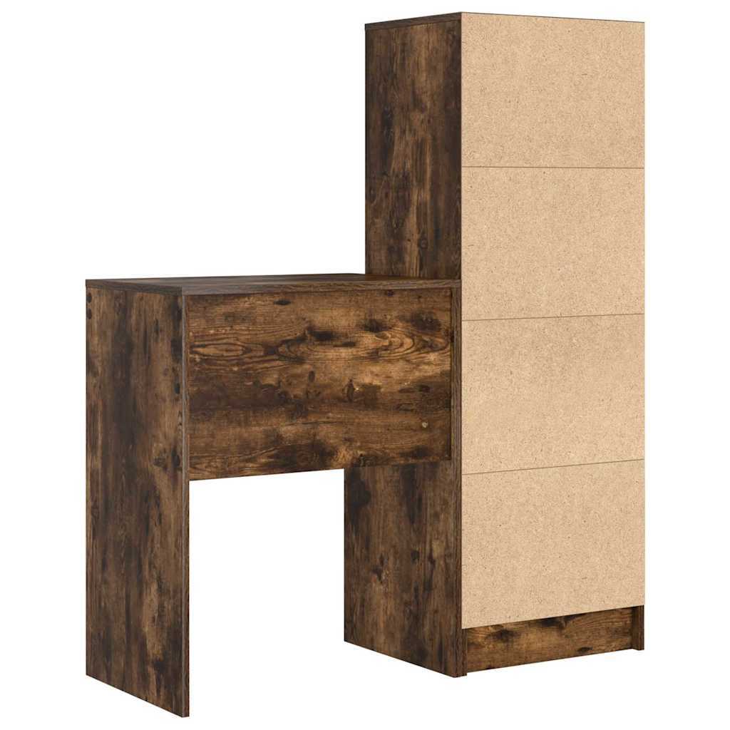 Desk with Drawers 2 pcs Smoked Oak