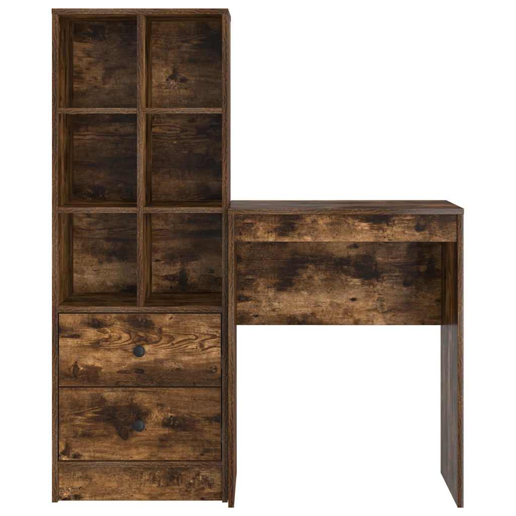Desk with Drawers 2 pcs Smoked Oak