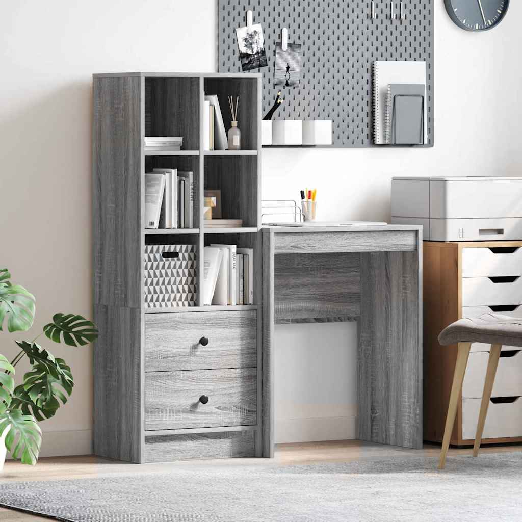 Schreibtisch mit Schubladen 2 pcs Graues Sonoma