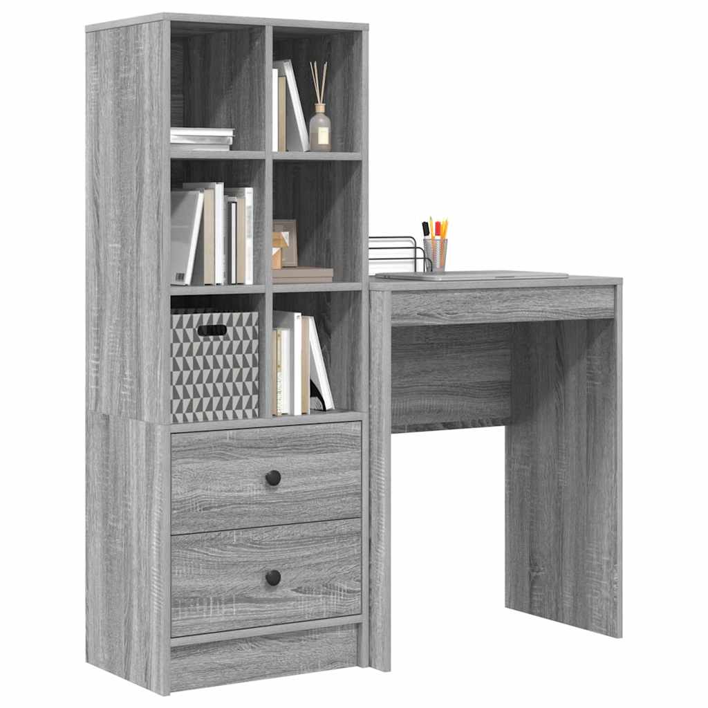 Schreibtisch mit Schubladen 2 pcs Graues Sonoma