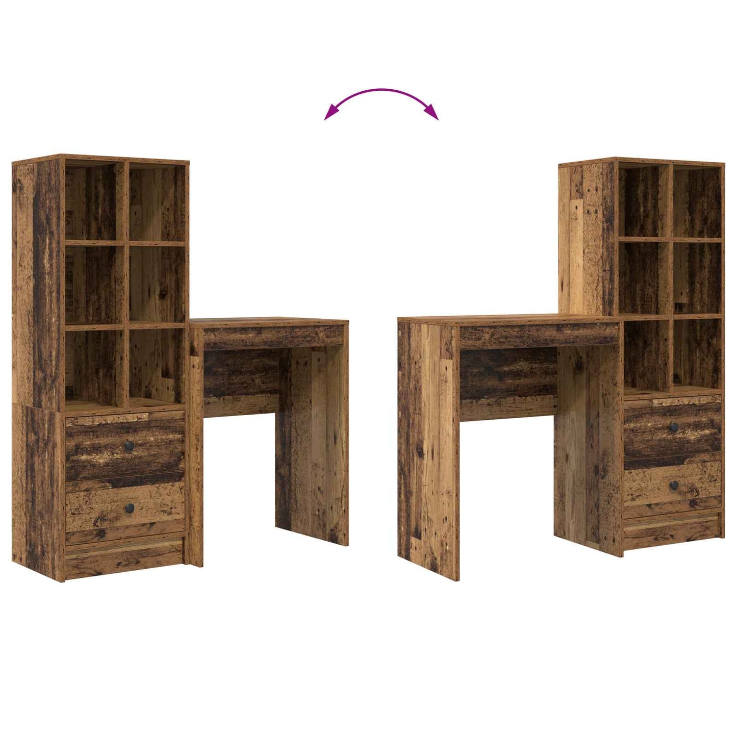 Desk with drawers 2 pcs reclaimed wood