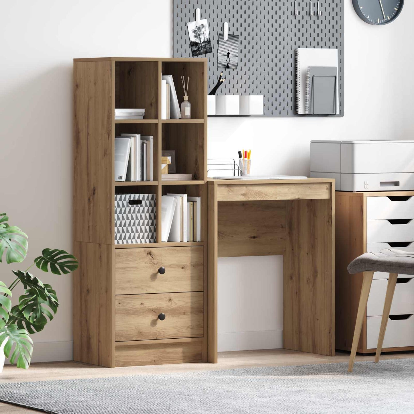 Desk with Drawers 2 pcs Artisan Oak