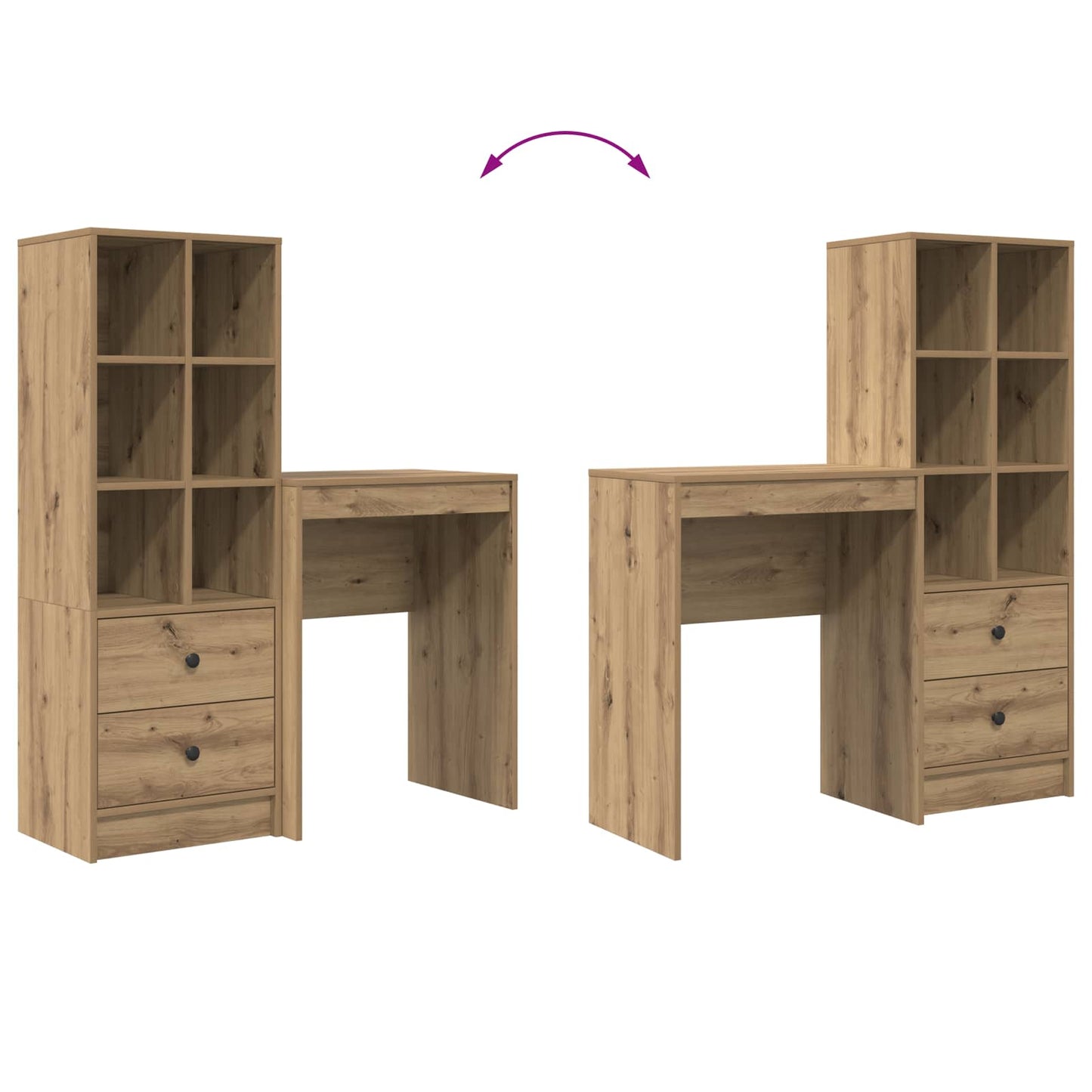 Desk with Drawers 2 pcs Artisan Oak