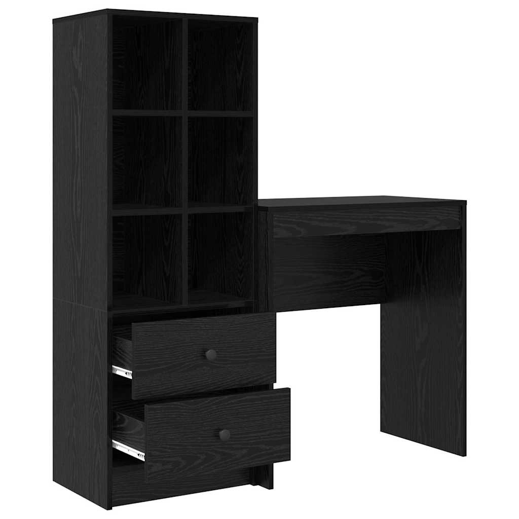 Schreibtisch mit Schubladen 2 pcs Schwarz Eichen-Optik