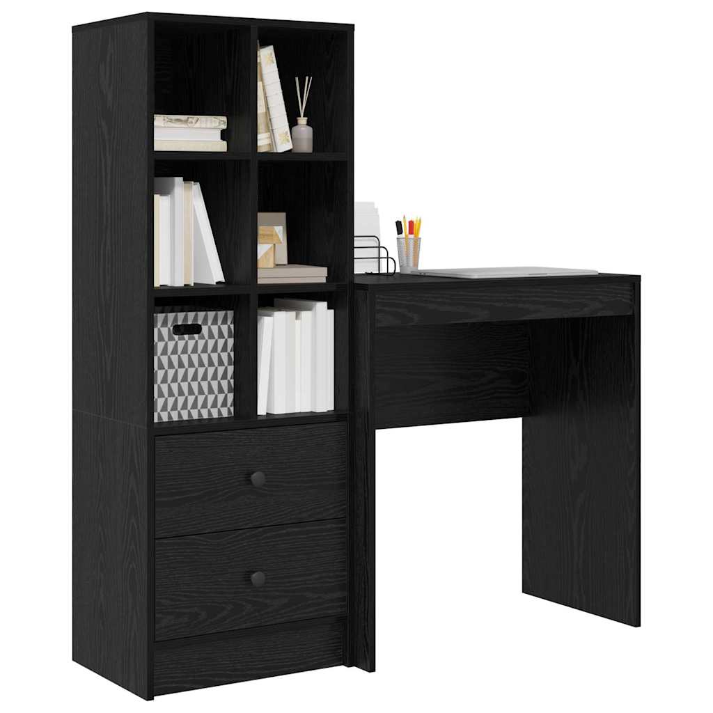Schreibtisch mit Schubladen 2 pcs Schwarz Eichen-Optik
