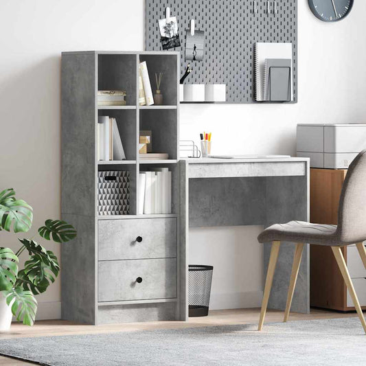 Schreibtisch mit Schubladen 2 pcs Beton Grau