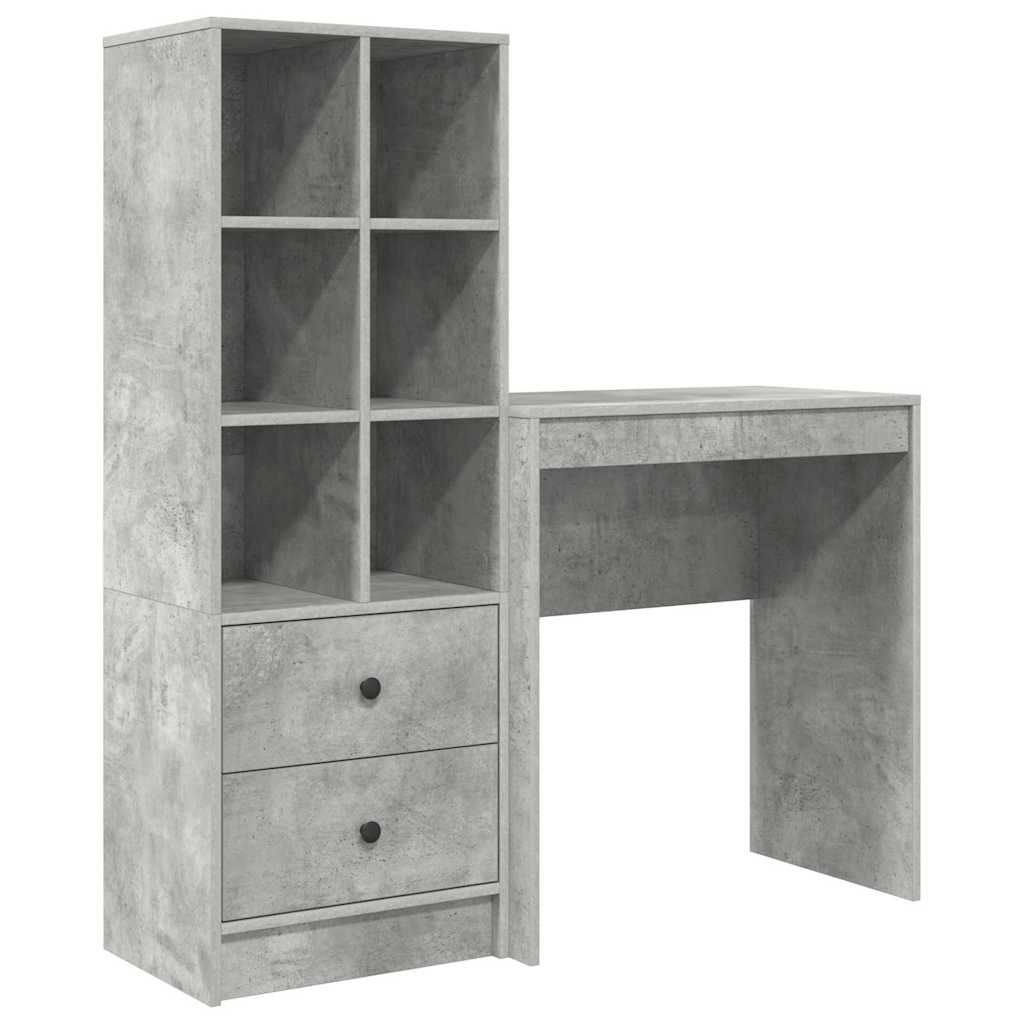 Desk with Drawers 2 pcs Concrete Grey