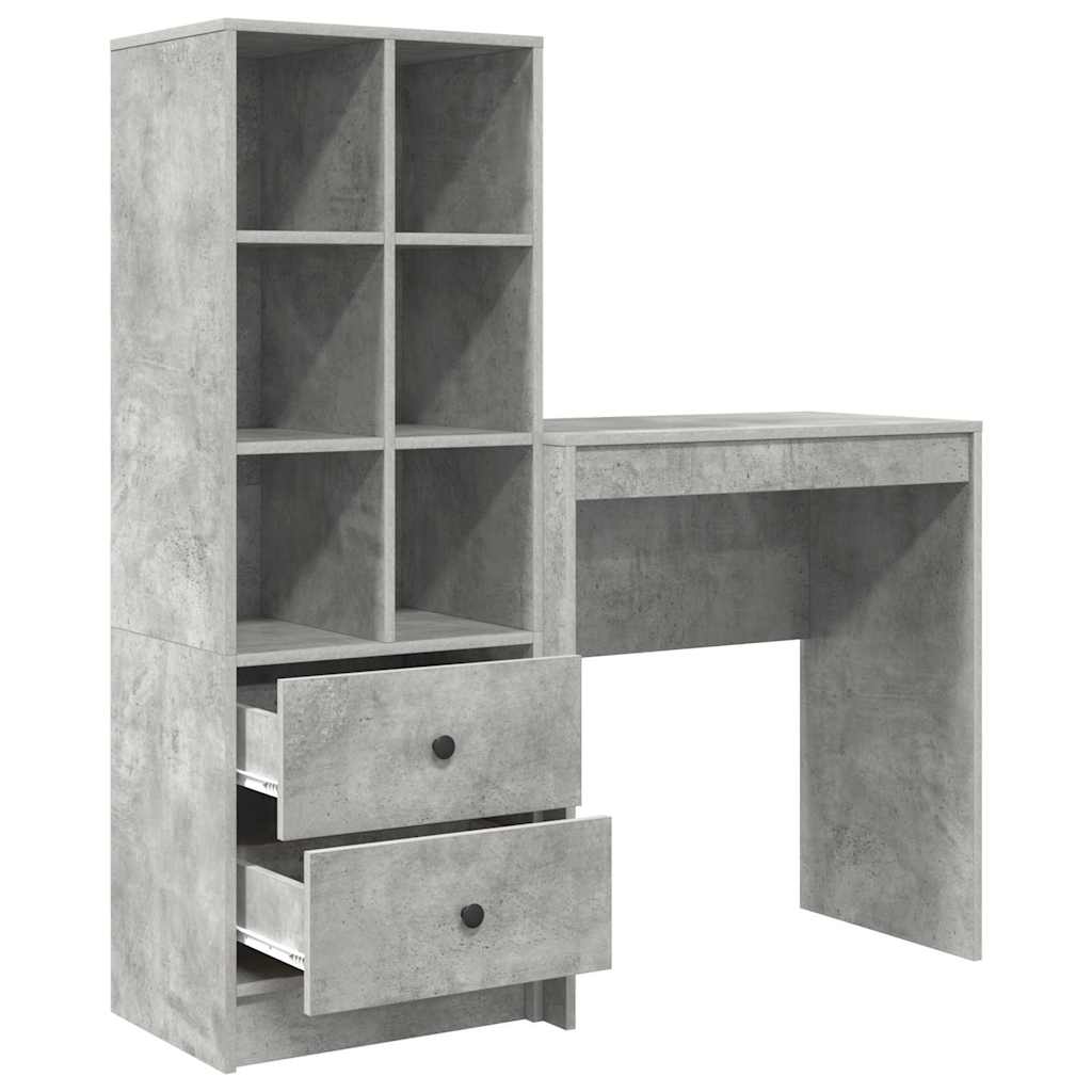 Desk with Drawers 2 pcs Concrete Grey