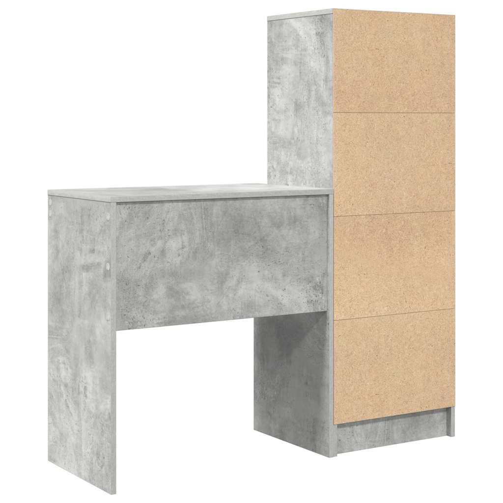 Desk with Drawers 2 pcs Concrete Grey