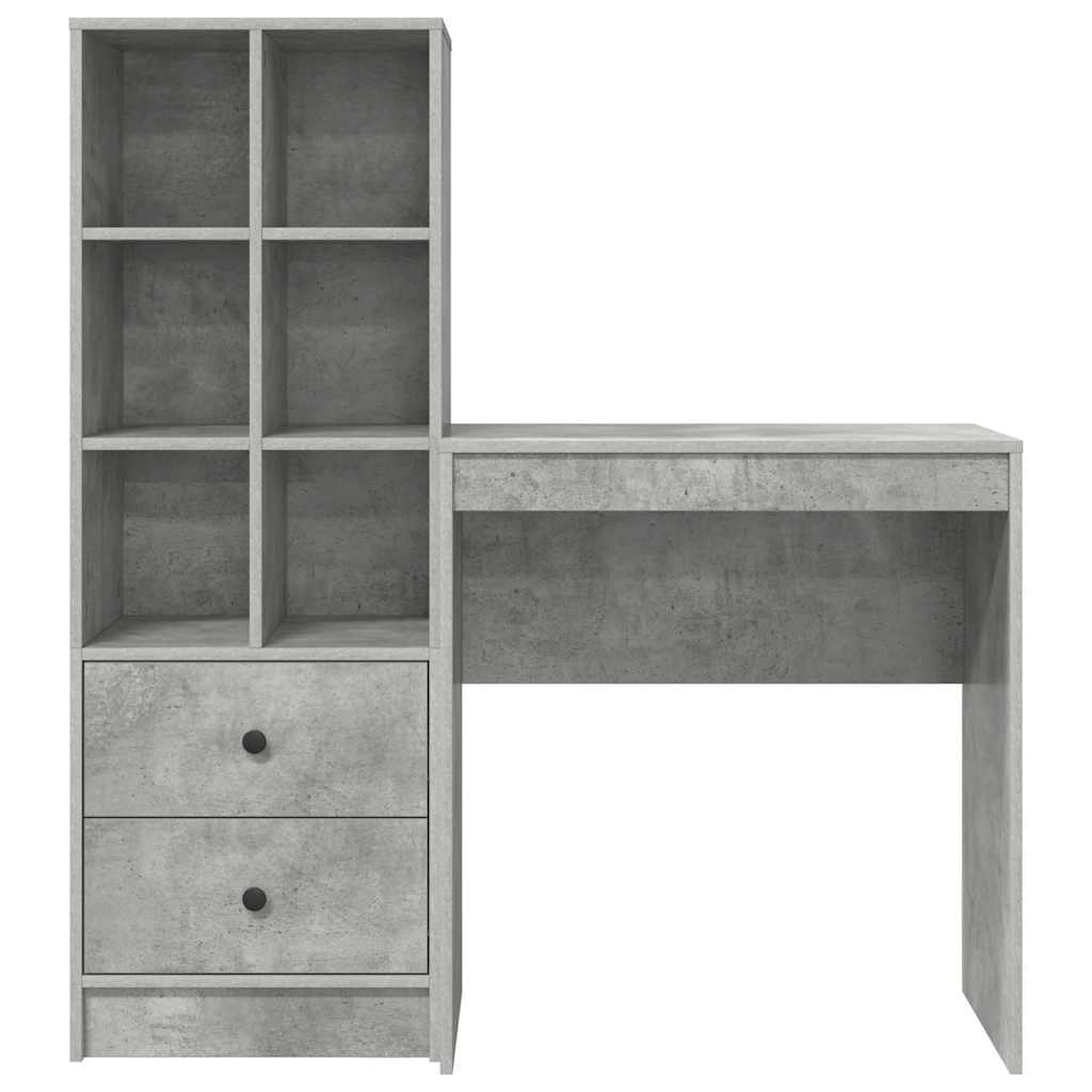 Desk with Drawers 2 pcs Concrete Grey