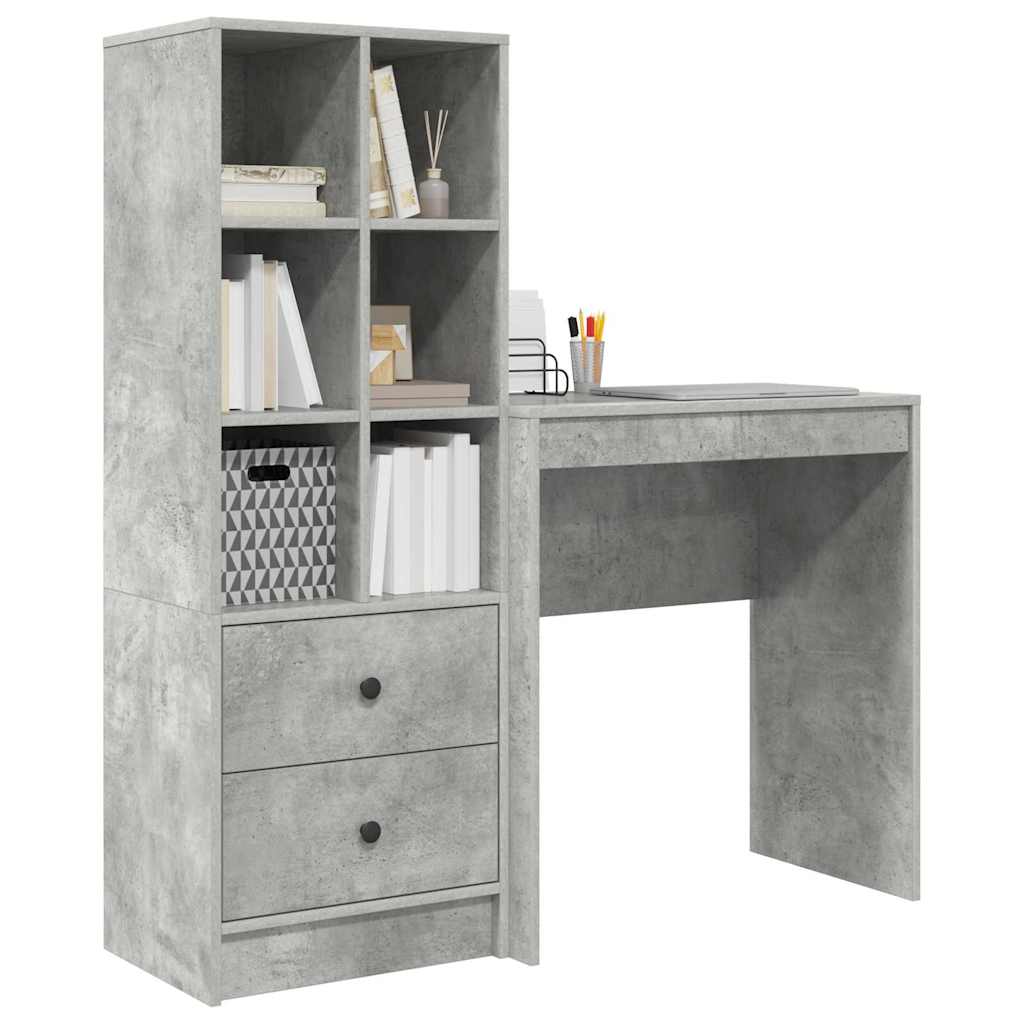Desk with Drawers 2 pcs Concrete Grey